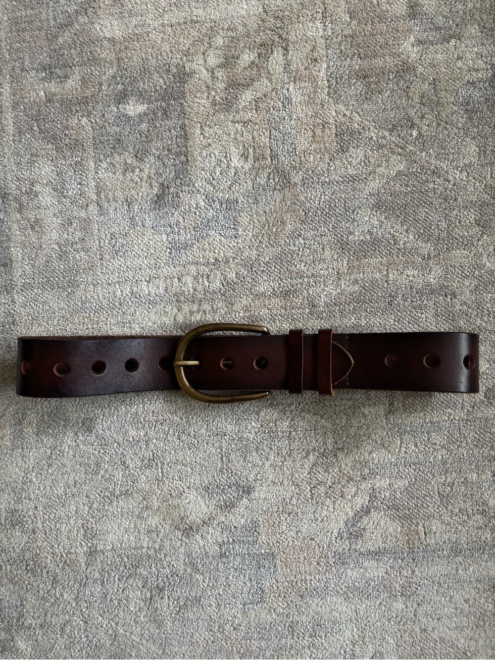 Linea Pelle Dark Brown Leather Belt with Brass Buckle (Wide Width)